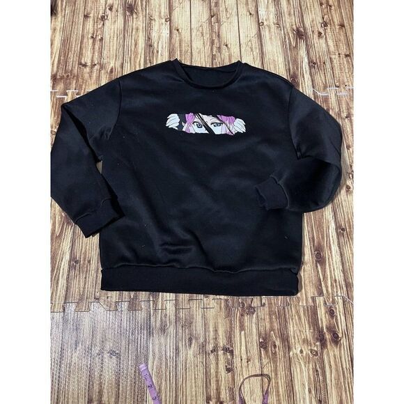 Shein Black Sweater Anime Girl Sz Large - Picture 2 of 7
